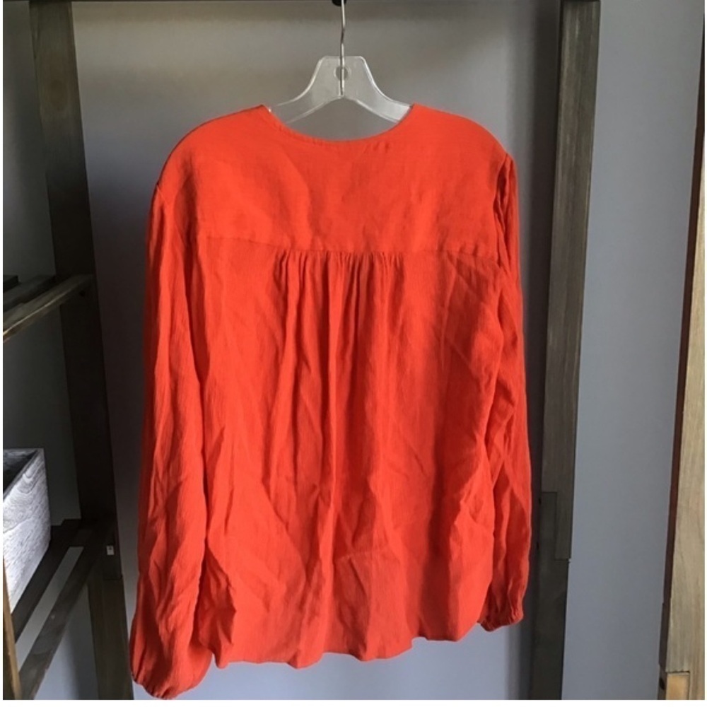 Free People "Check On It" Faux-Wrap Long Sleeve Top Flame Size M - Picture 9 of 16